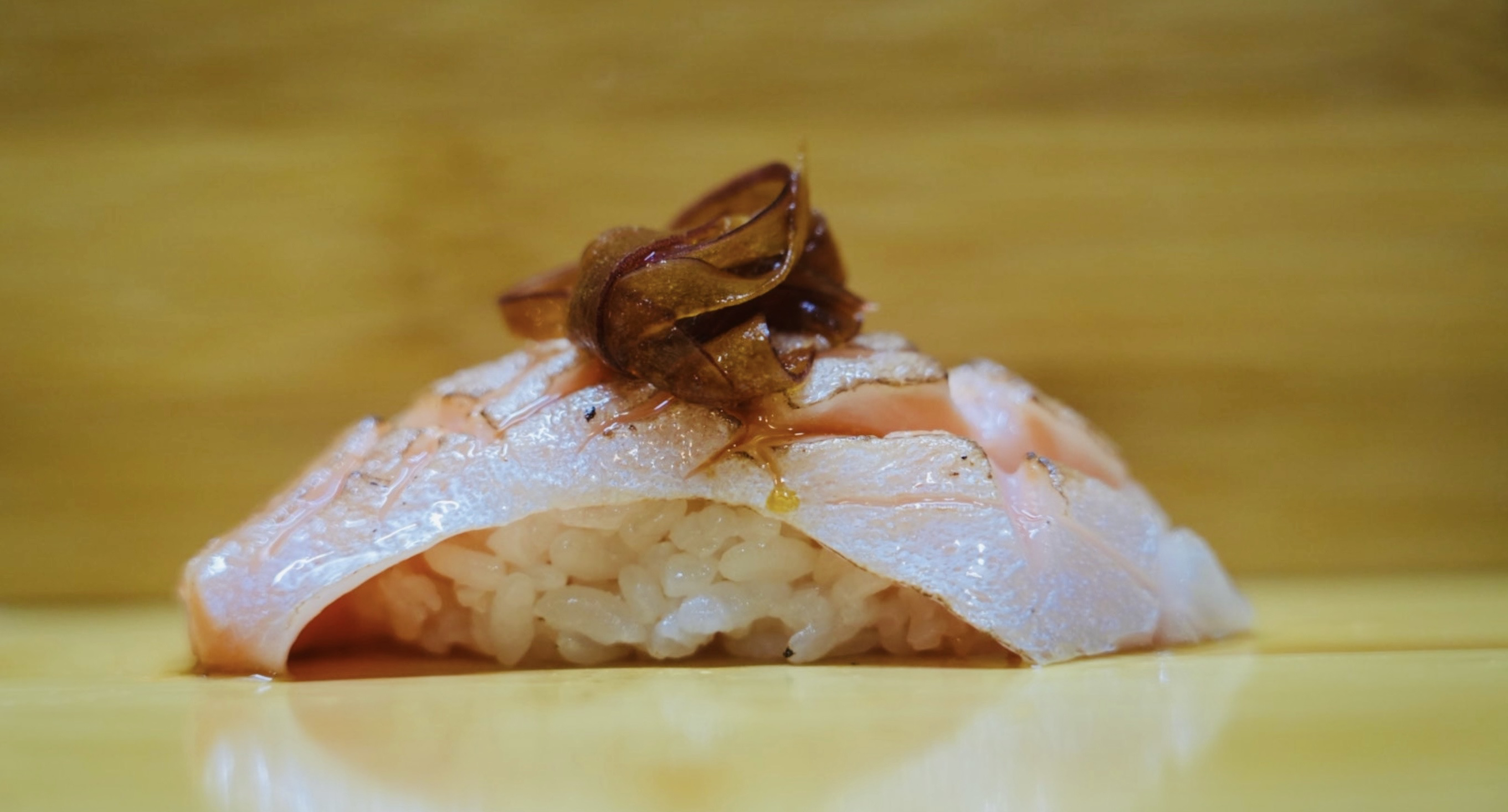 Seared King salmon Carppaccio Sushi.