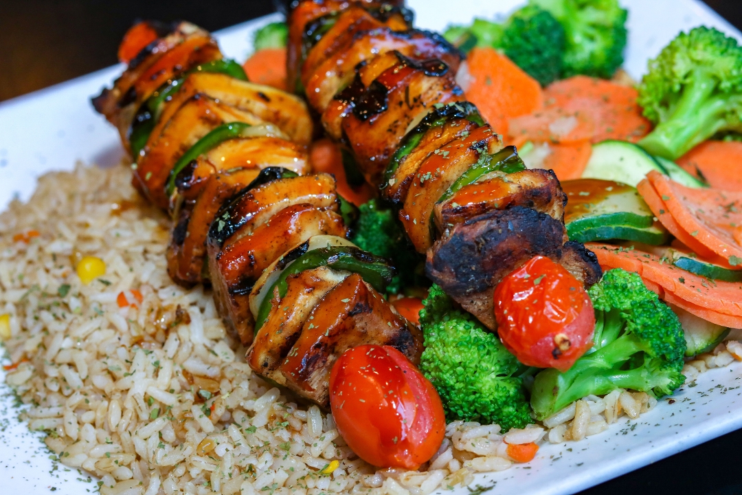 Skewered Teriyaki Chicken Kebab.