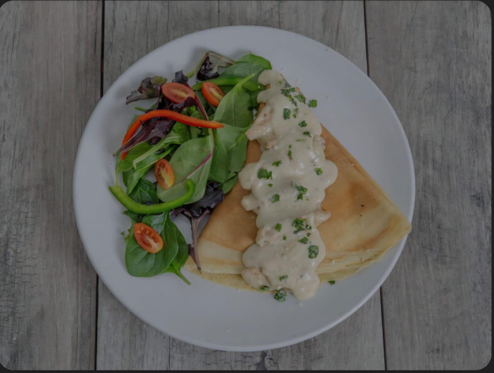 Chicken Alfredo Crepe.