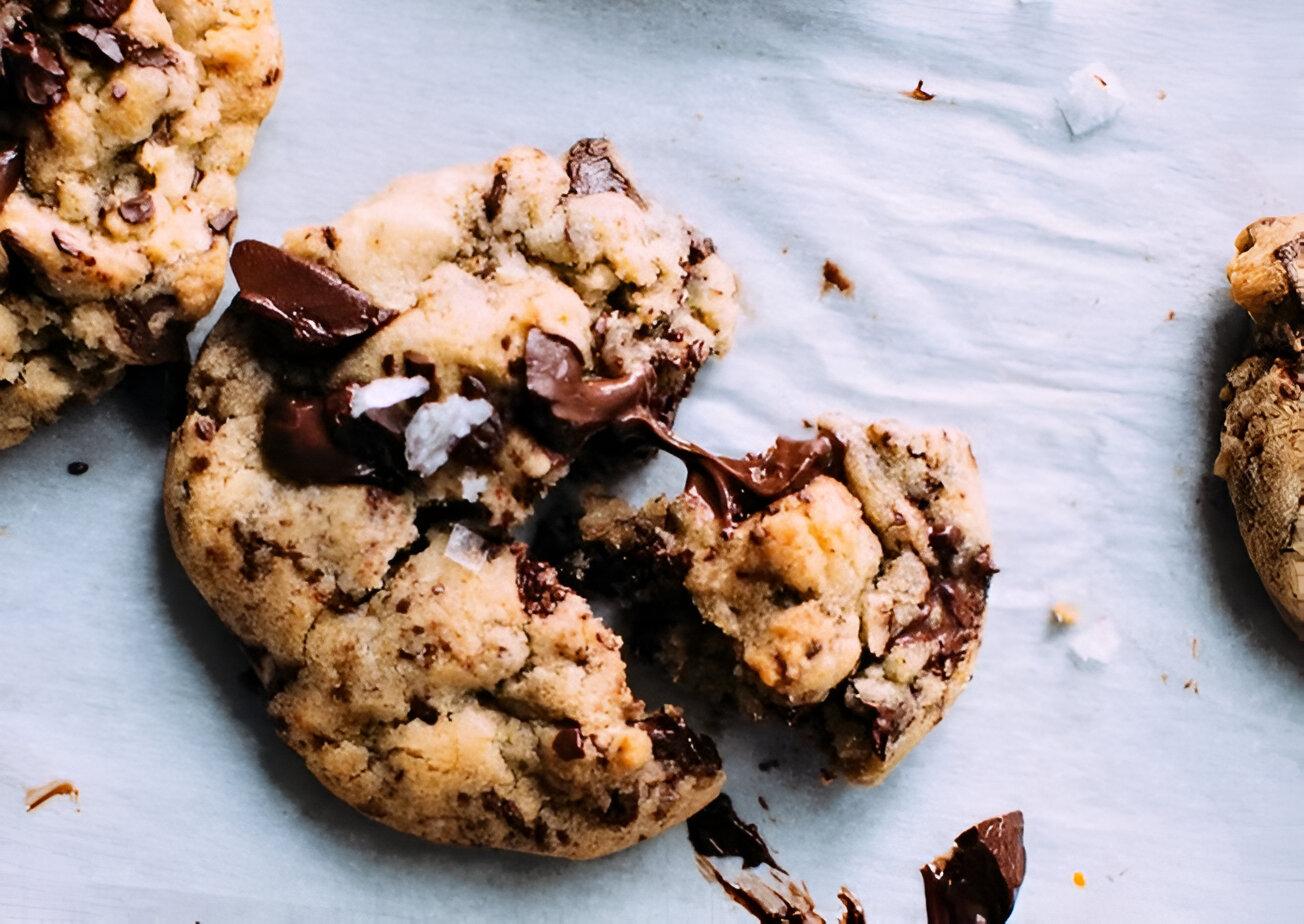 Homemade choc chip cookie.