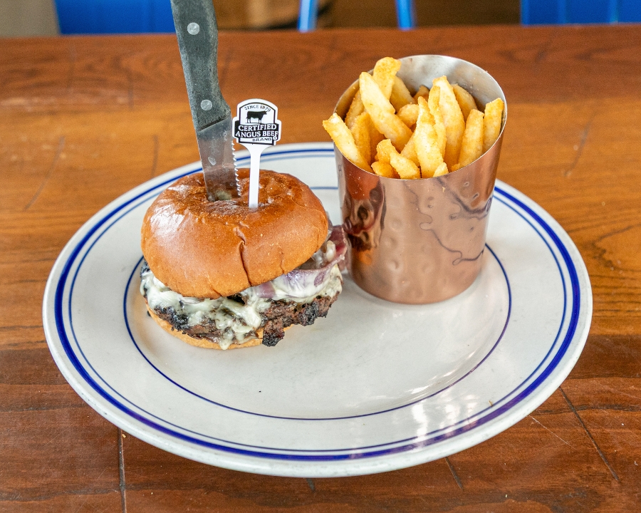 Mushroom Swiss Burger.