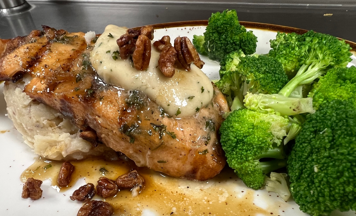 Maple Bourbon Butter Salmon.