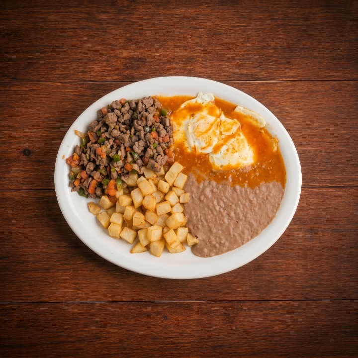 Huevos Rancheros Carne Mexicana.