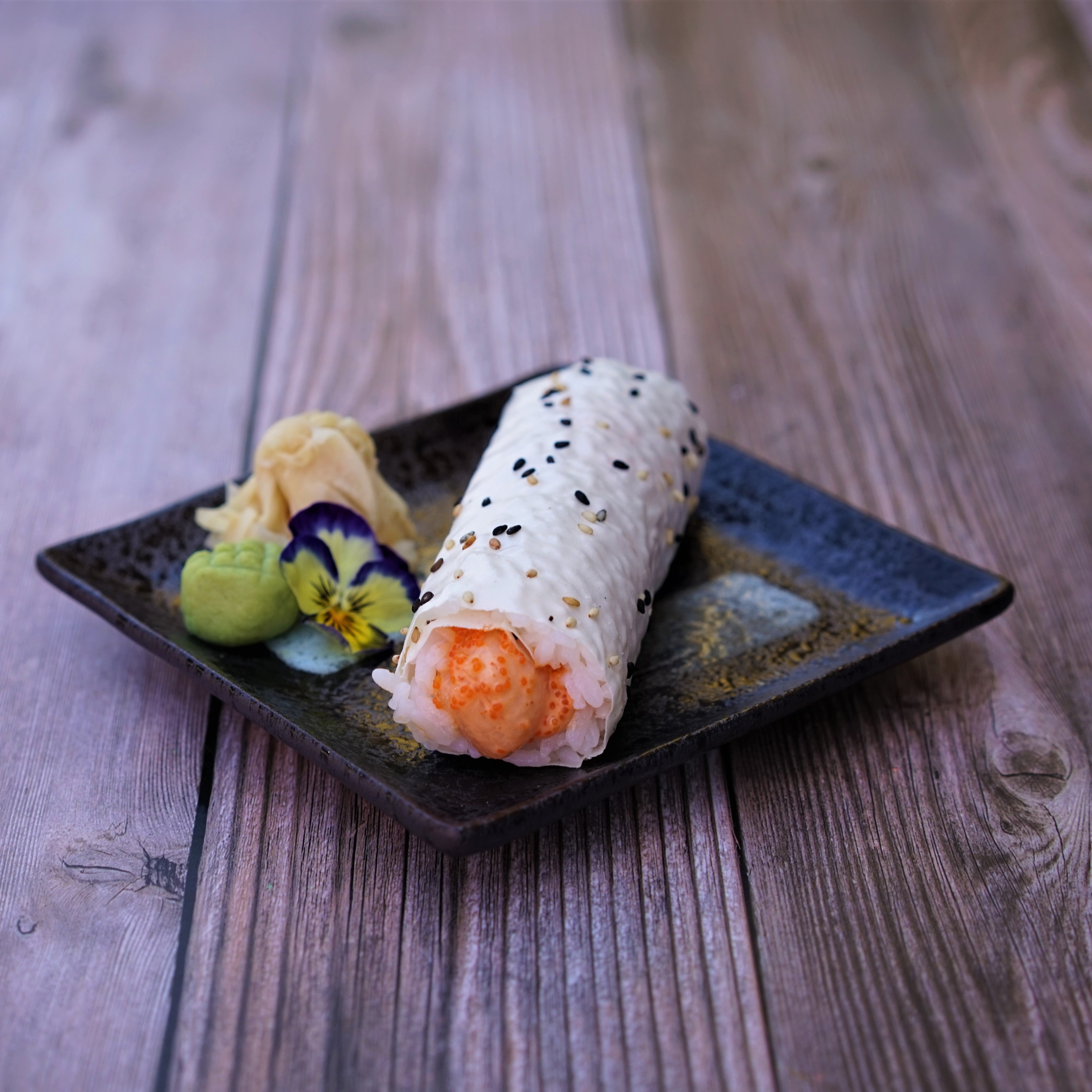 Spicy Scallop Hand Roll.