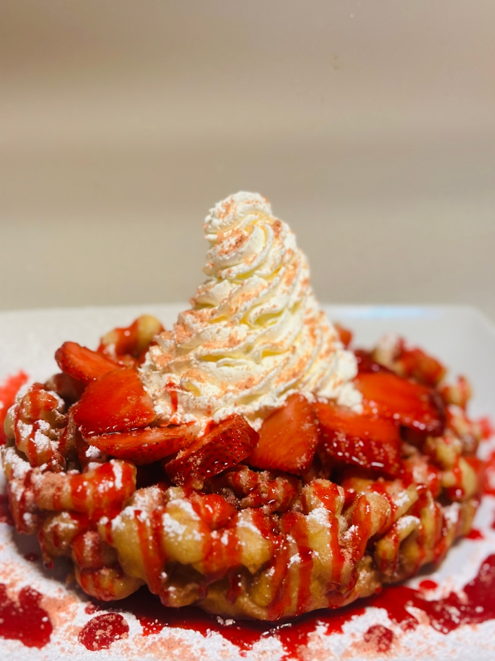 Strawberry Loaded Funnel Cake.