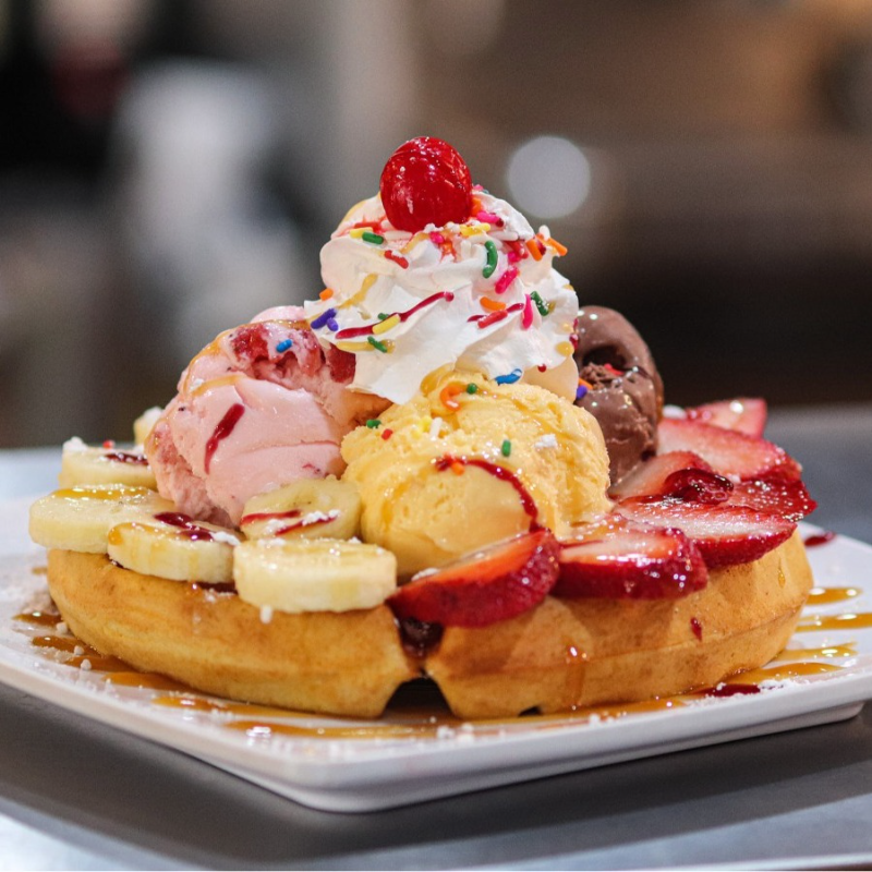 Waffle with Ice Cream.