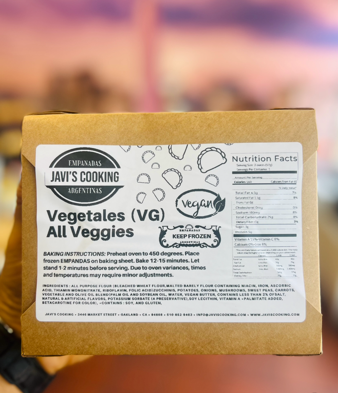 VEGETALES-VG (4pack) "VEGAN" Frozen empanadas.