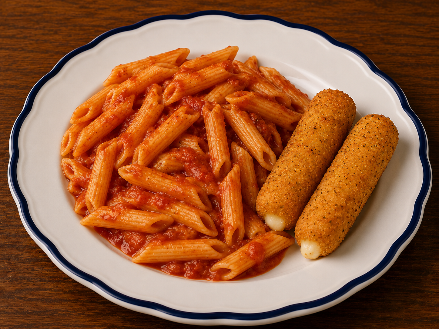 Kid Pasta W/ Mozzarella Sticks.