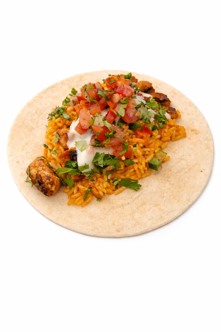 Queso Chicken & Rice Taco.