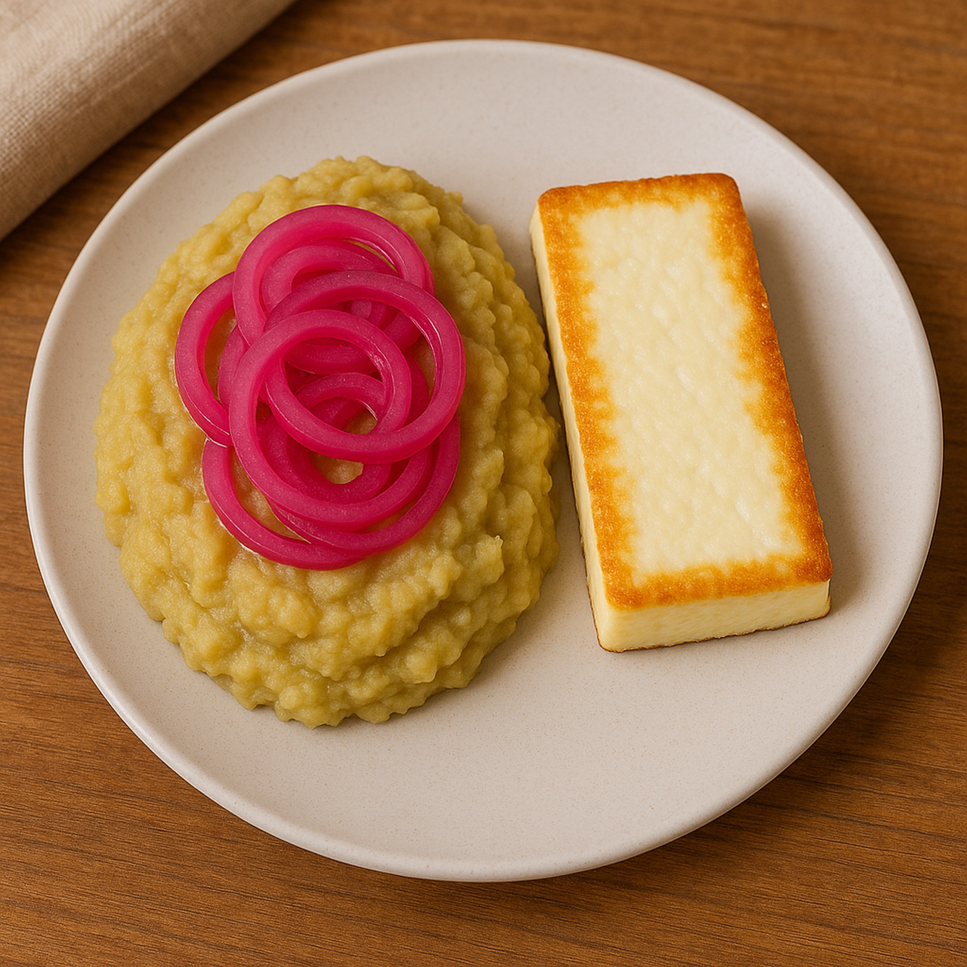 Mangu With Fried Dominican Cheese.