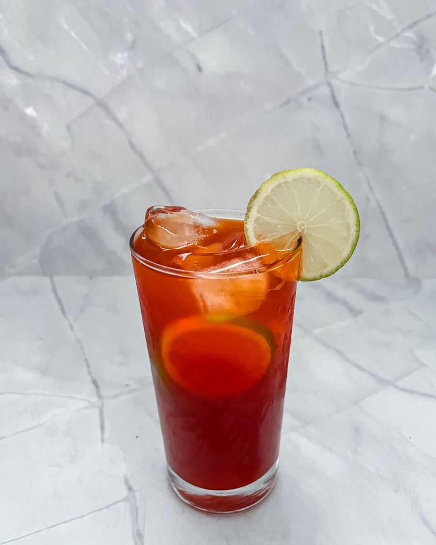 Thai iced lemon tea.