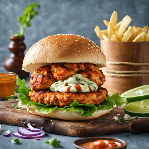 Twisted Tikka Burger (Chicken).