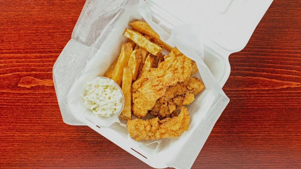Chick N' Tenders - 4pc (includes fries & slaw).