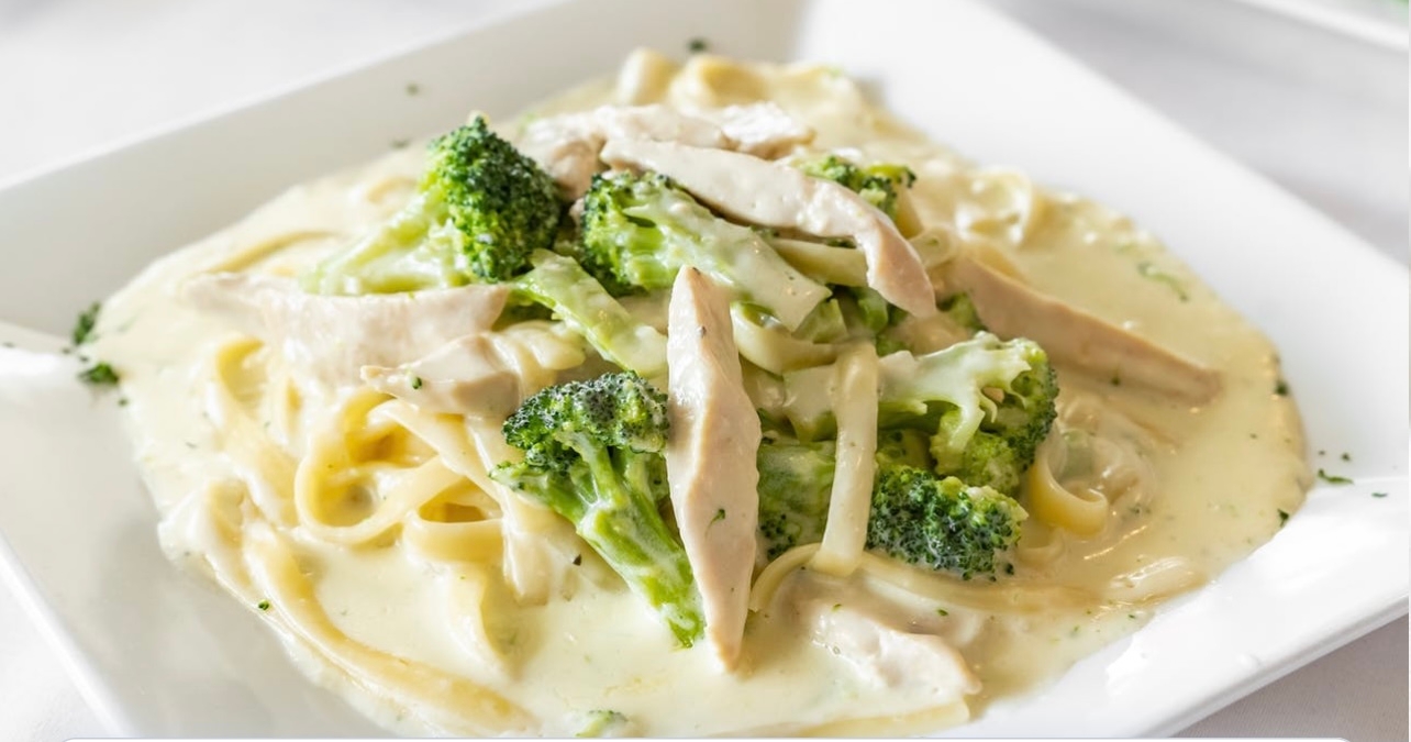 Chicken Alfredo with Broccoli.
