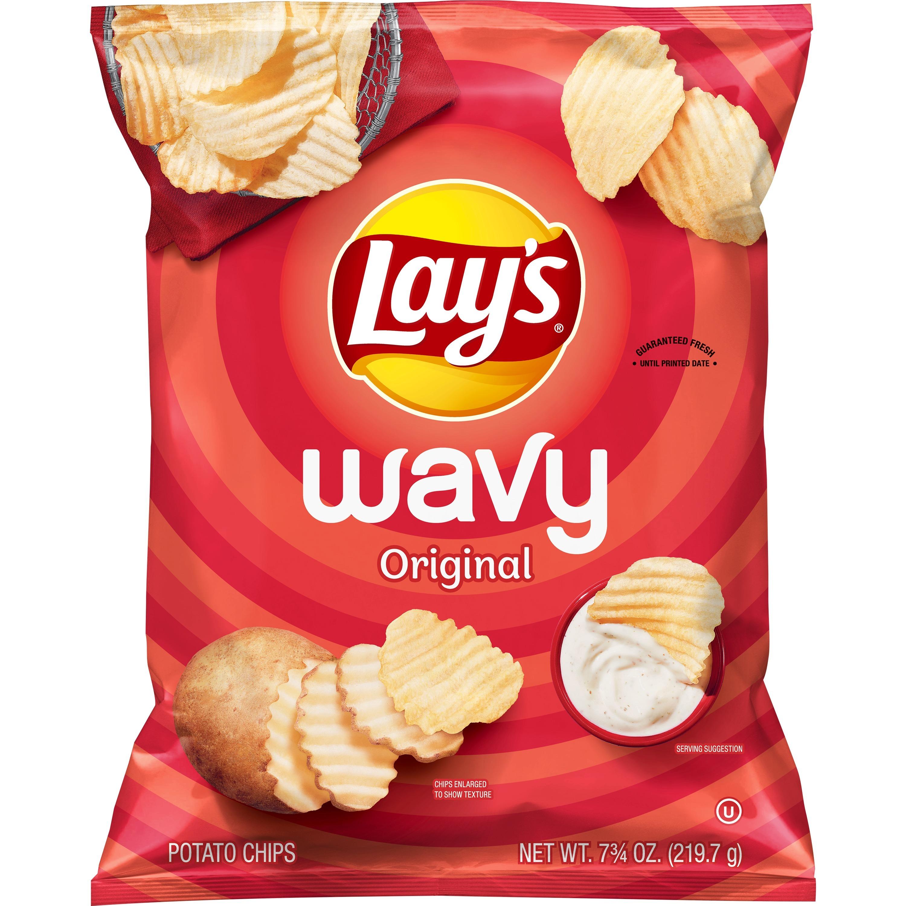 Lay's Wavy Potato Chips  Original Flavor  7.75 Oz Bag.
