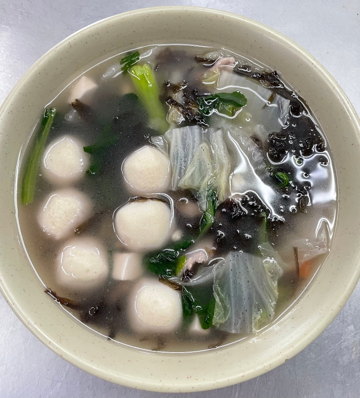 紫菜湯 9.Seaweed tofu with fish ball Soup.