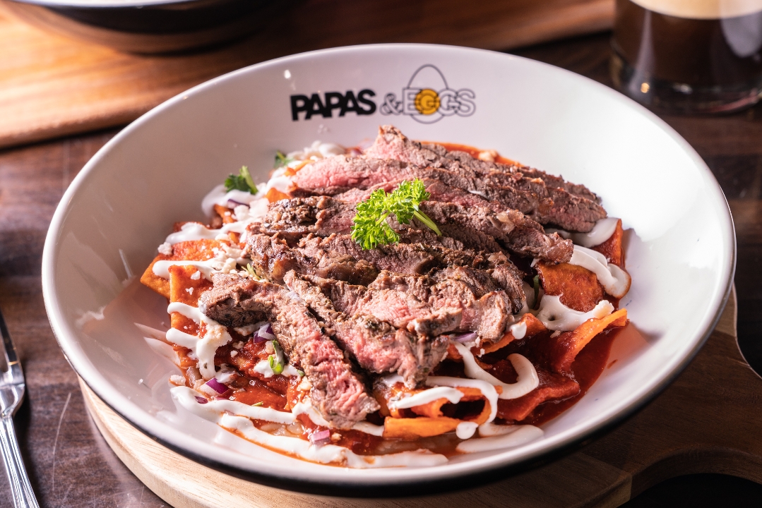 Red Salsa Chilaquiles.