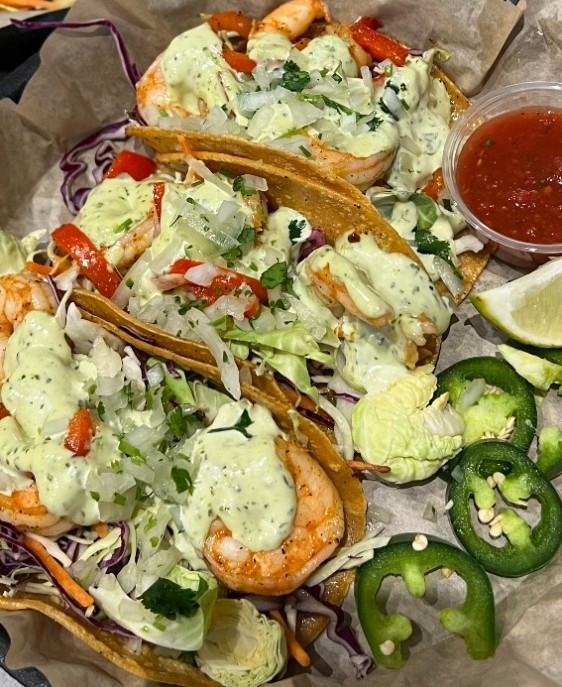 Three Drunken Shrimp California Taco.