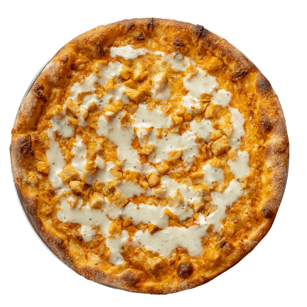 10" Blue Cheese & Buffalo Chicken Pizza.