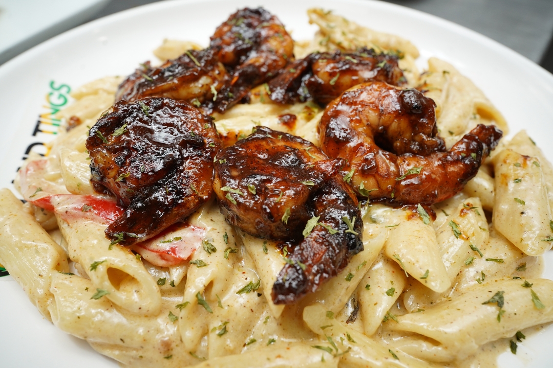 Jerk Shrimp Pasta.