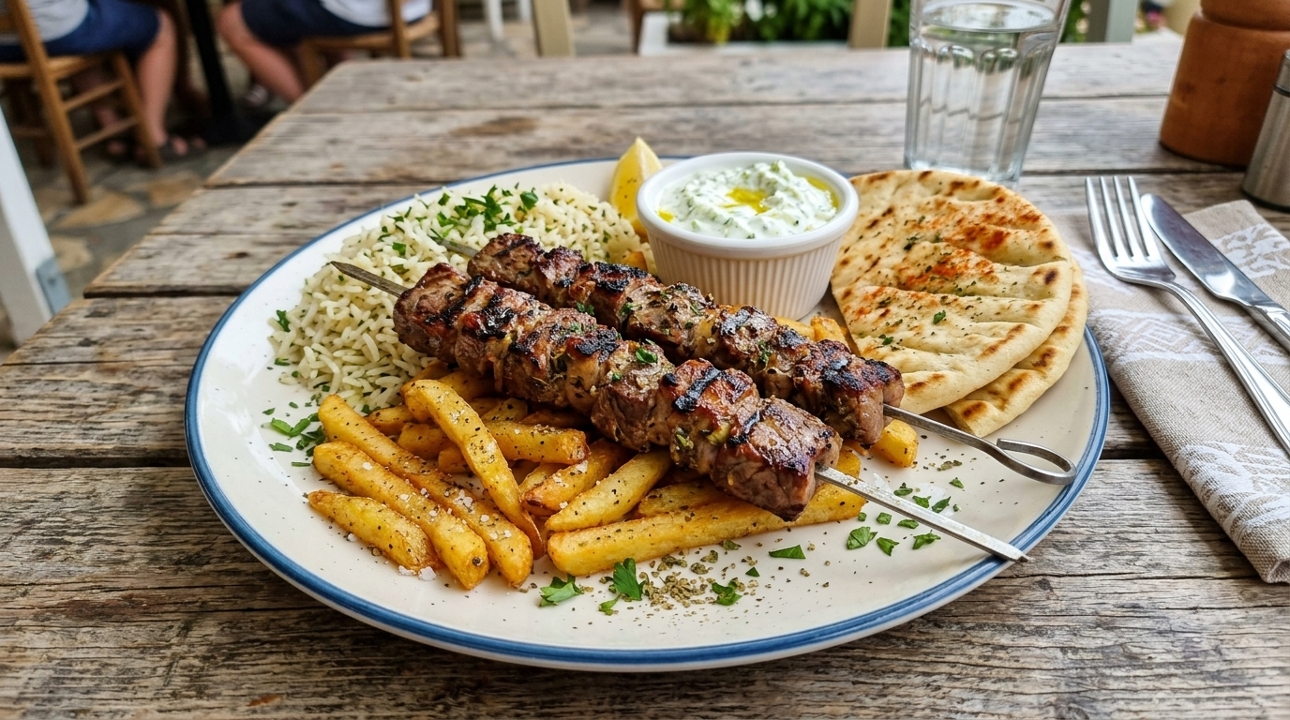 LAMB SOUVLAKI ENTREE.