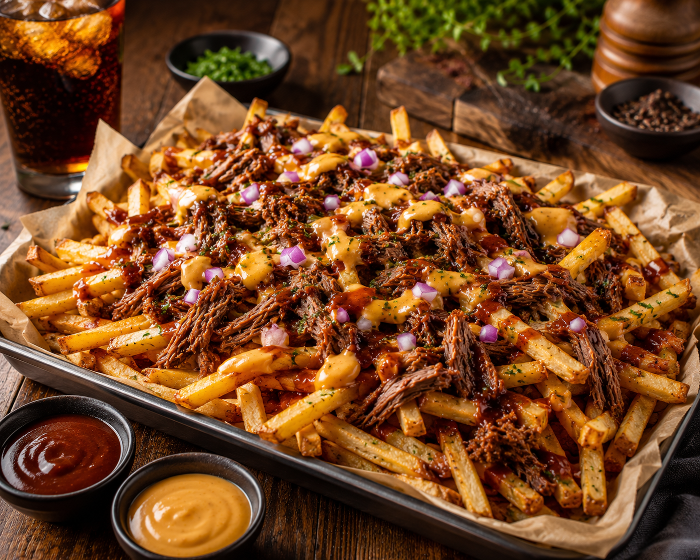 Loaded Shredded Beef French Fries.