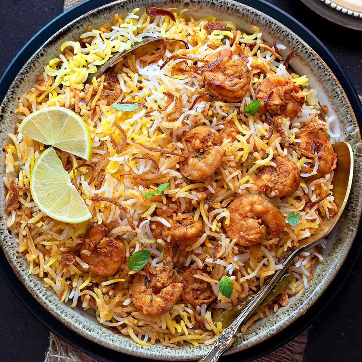 Family Shrimp Biryani.