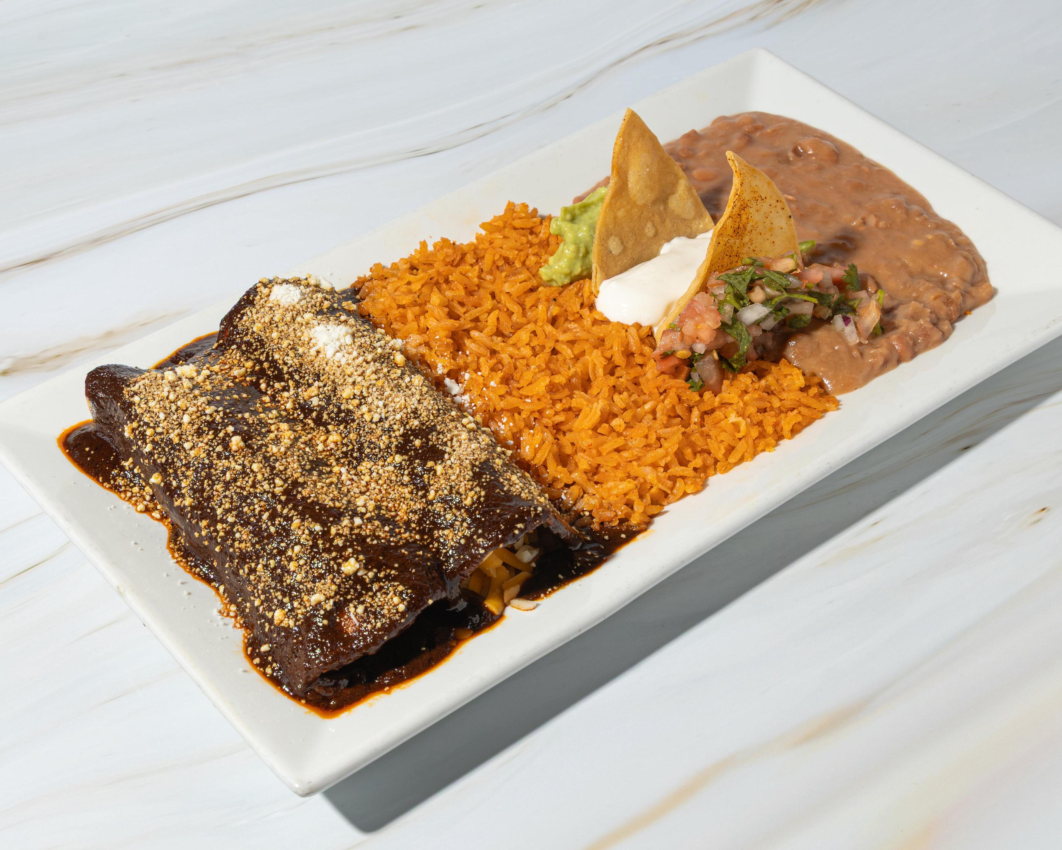 Enchiladas De Mole Platter.