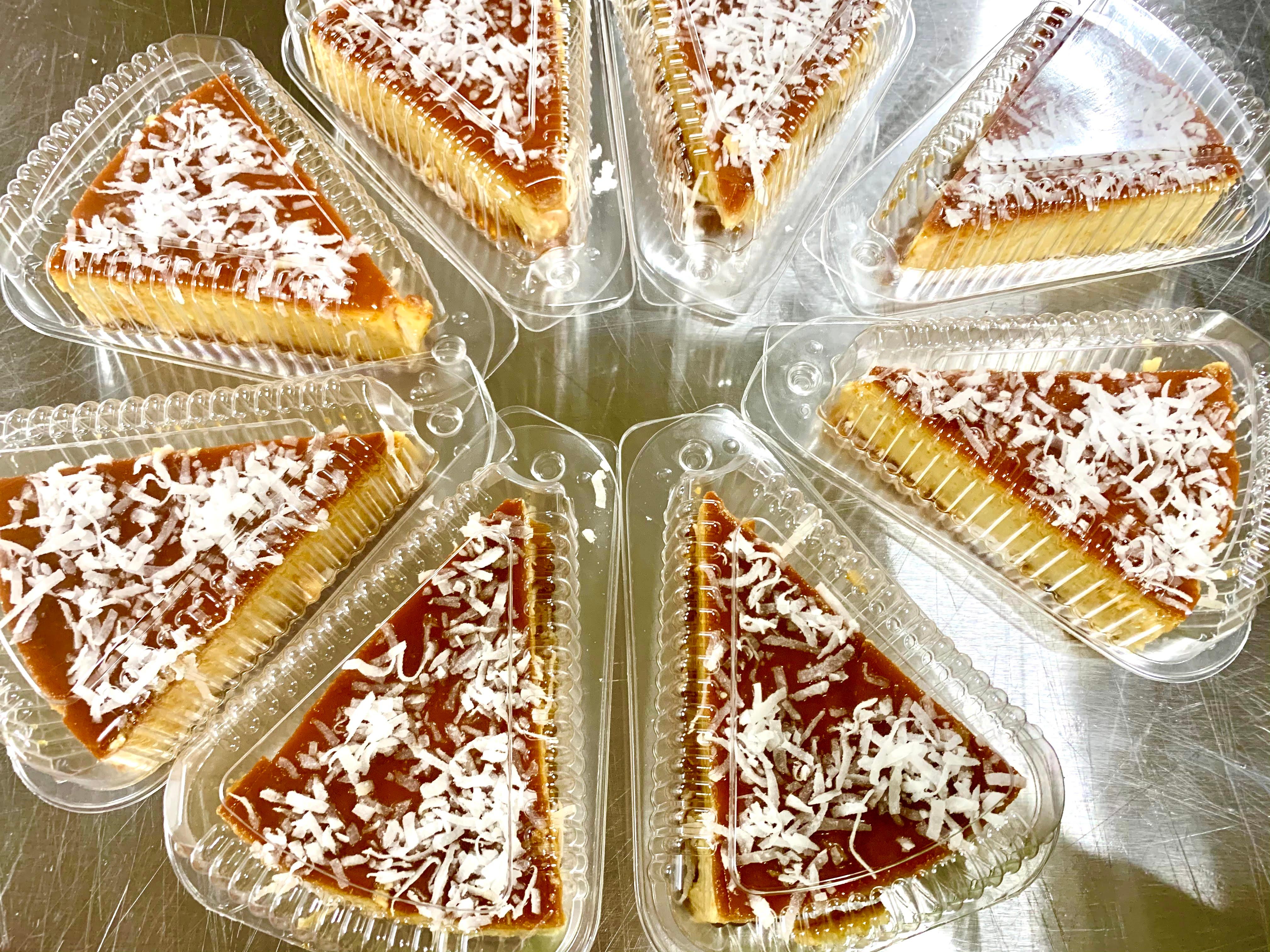 COCONUT FLAN SLICE.