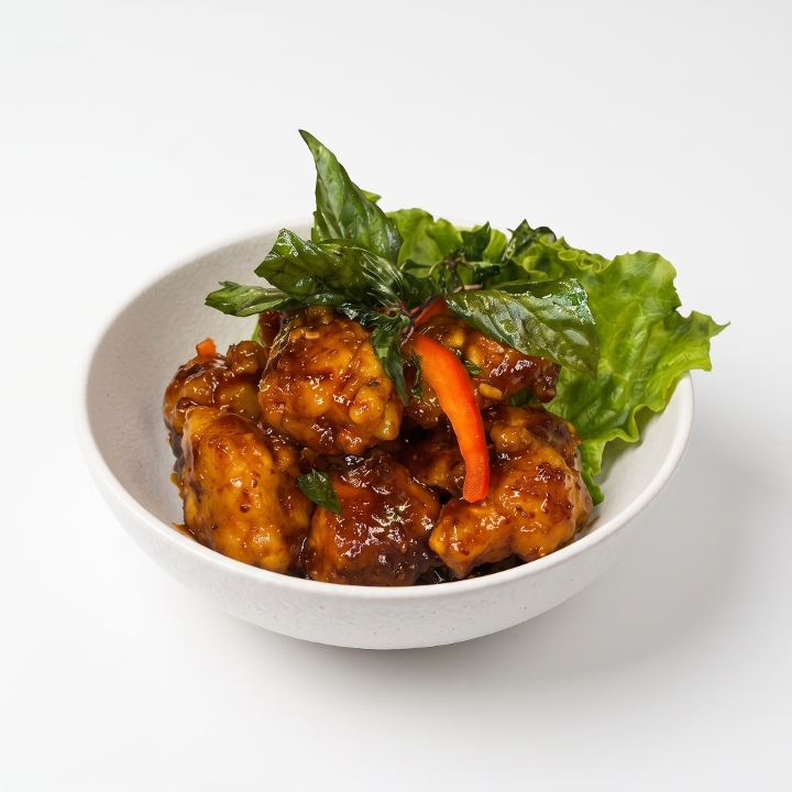 Caramelized Basil Chicken.