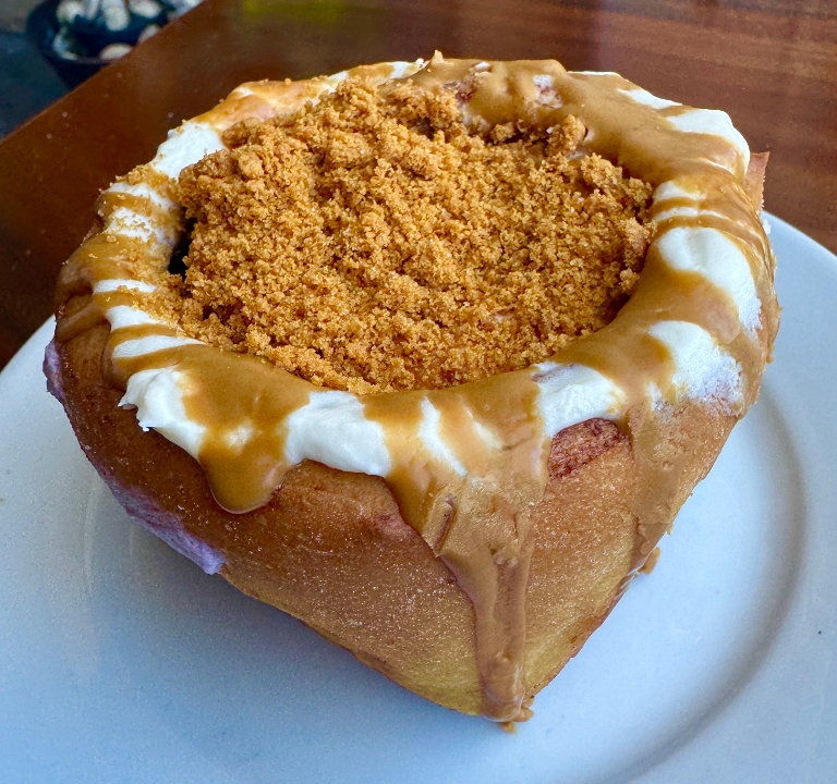 Gooey Center Biscoff Caramel Cookie Cinnamon Roll.