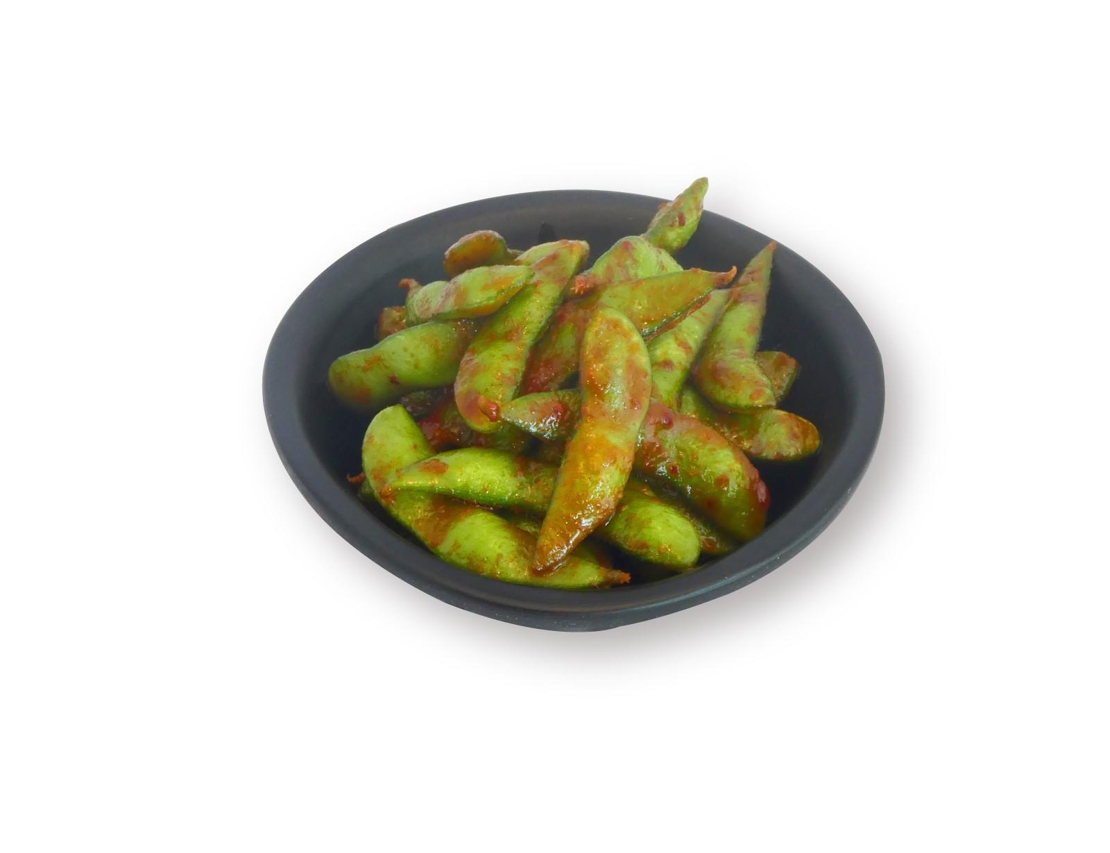 Spicy Garlic Edamame.