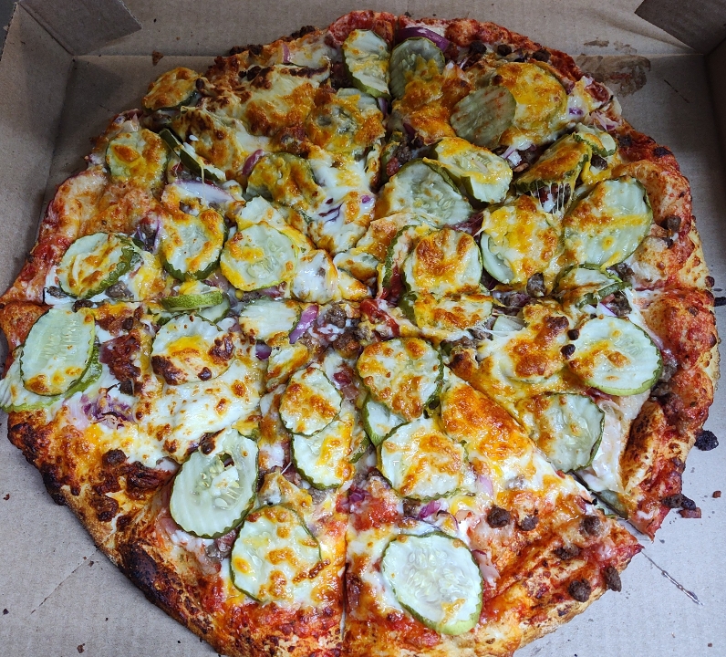 18 in Bacon Cheese Burger Pizza.