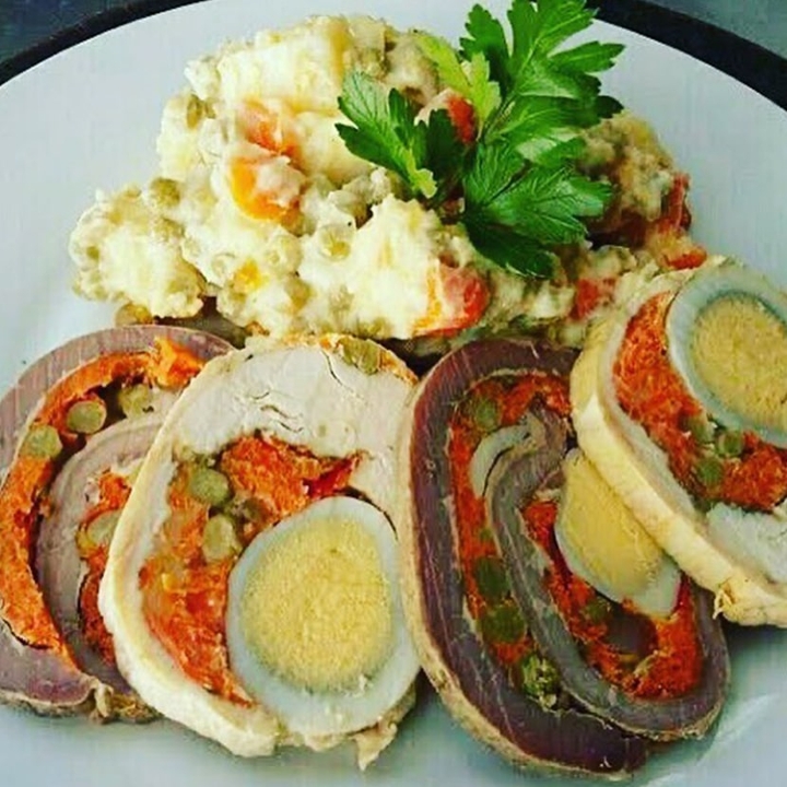 Homemade Matambre con Rusa.