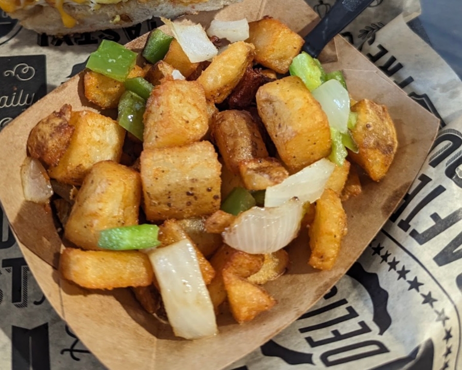 HASH BROWNS, ONIONS, PEPPERS.