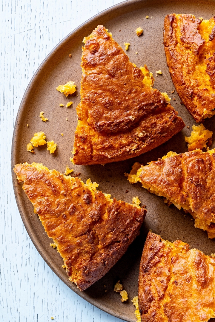 Skillet Cornbread Slice.