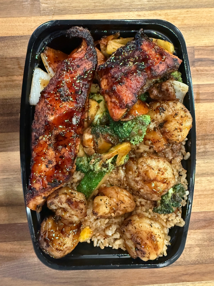 Shrimp and Salmon Fire Bowl.