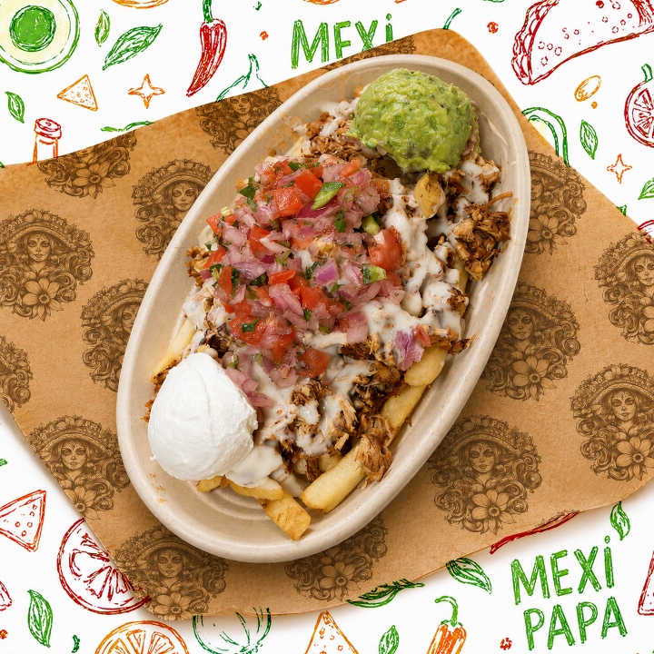Chicken Papa Bites with Fries.