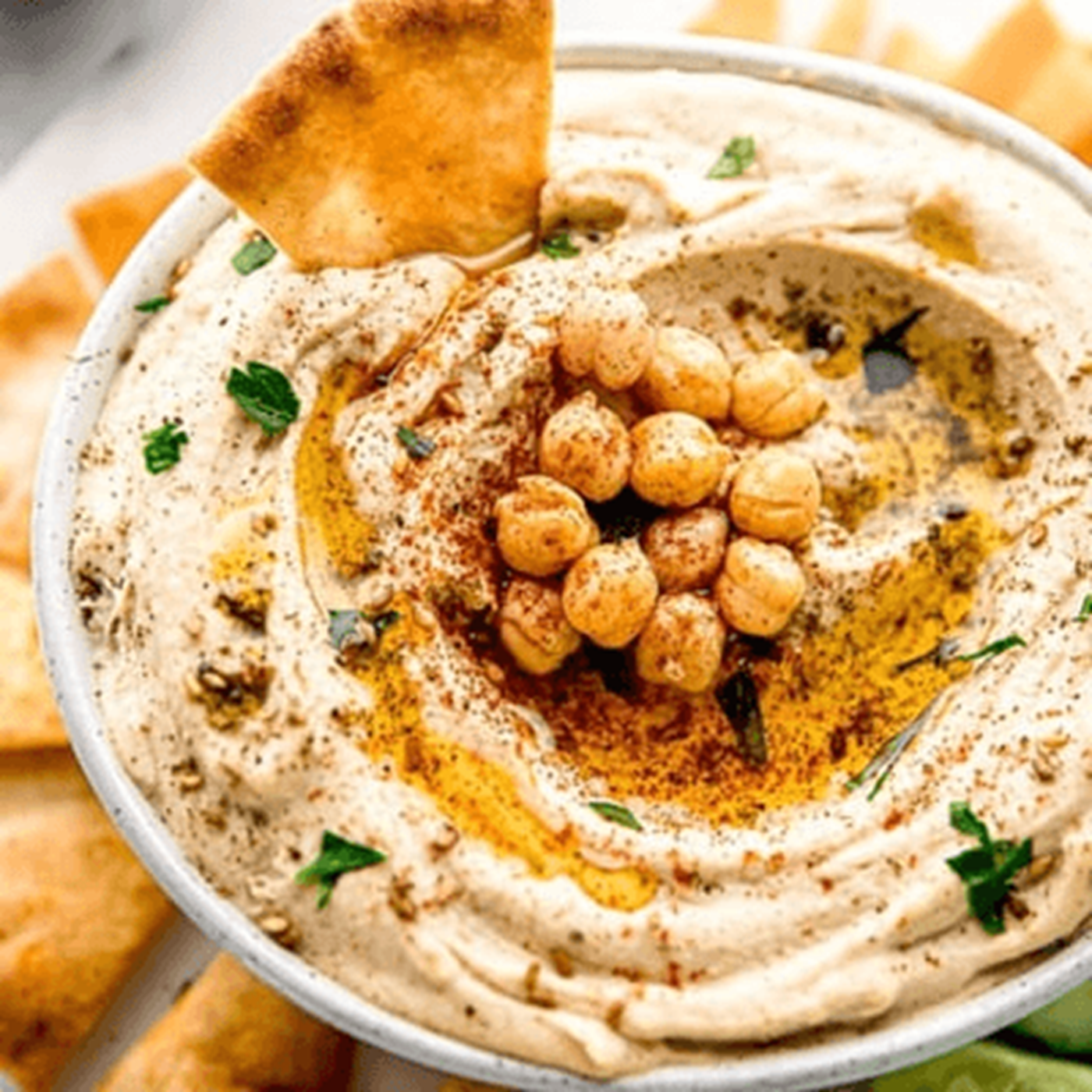 Hummus & Naan Chips.