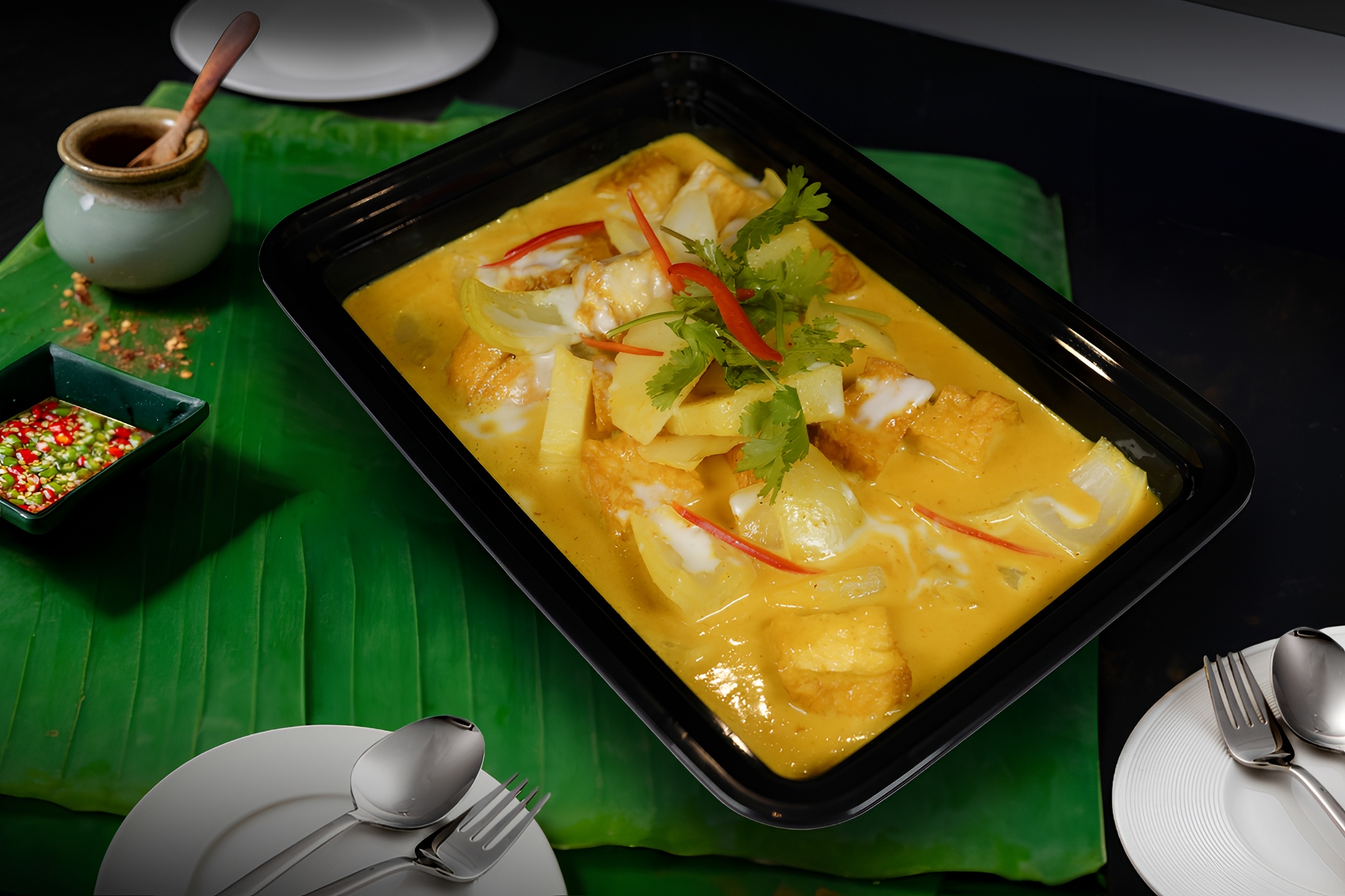 Party Size - Yellow Curry with Jasmine Rice.