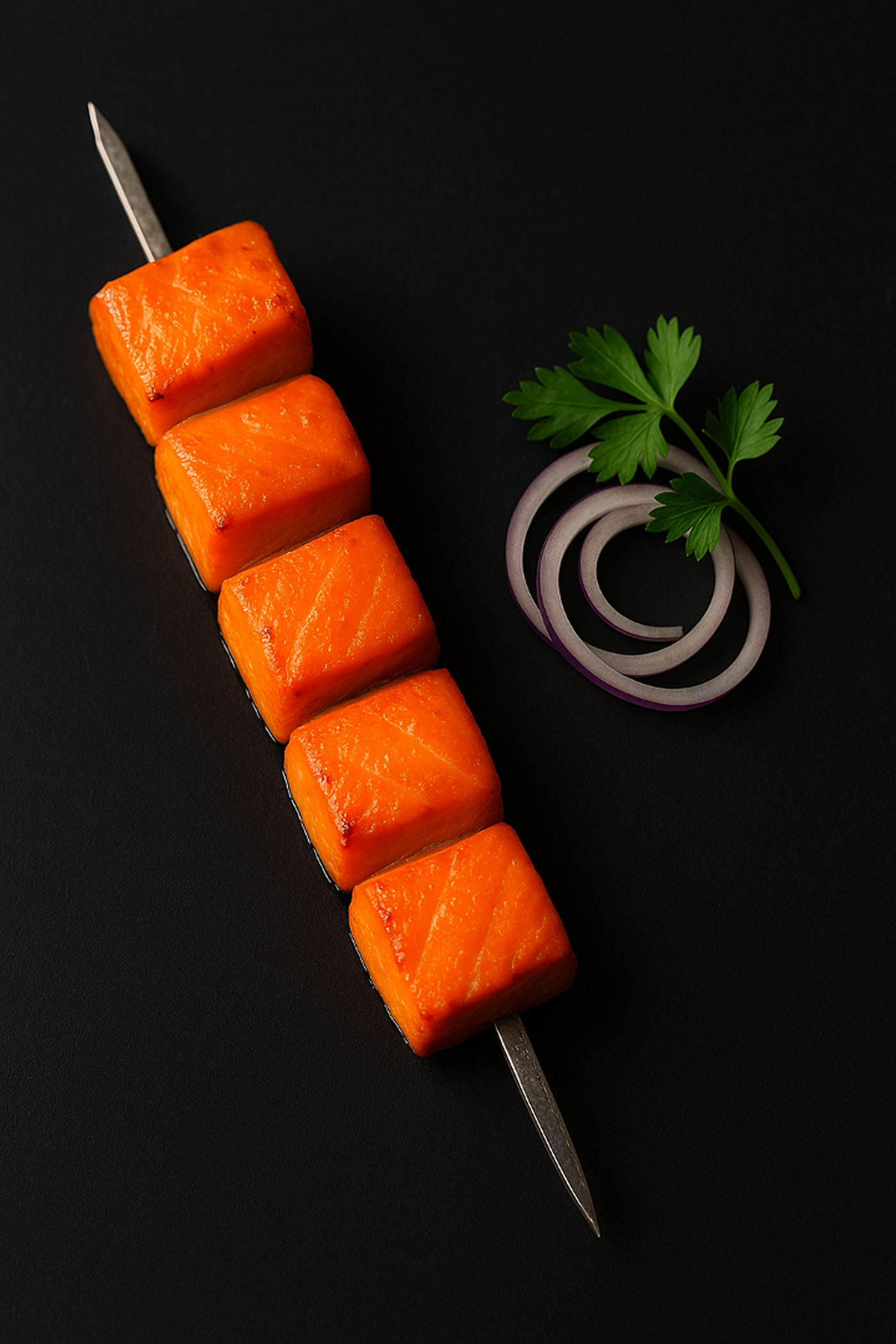 +Add Skewer Salmon Kabob (کباب ماهی سالمون).