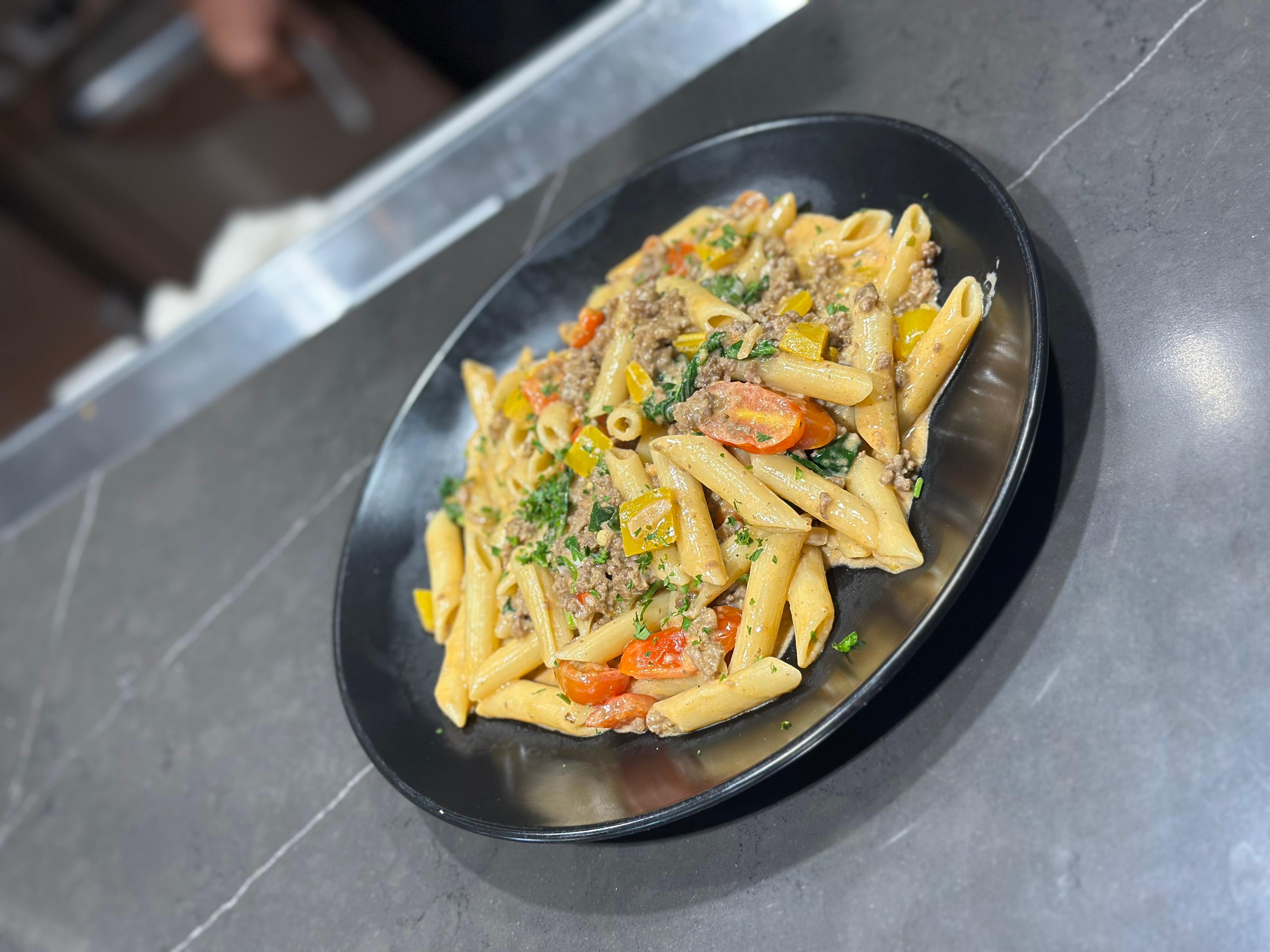 Penne Alla Panna Con Carne.