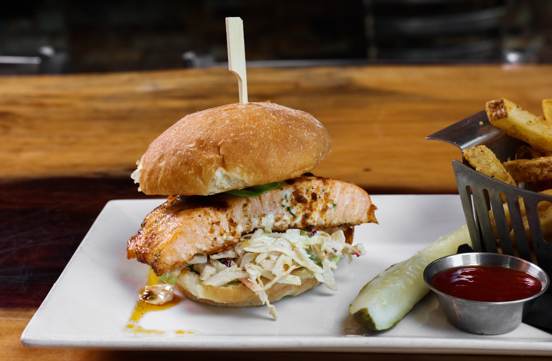 Blackened Salmon Sandwich.