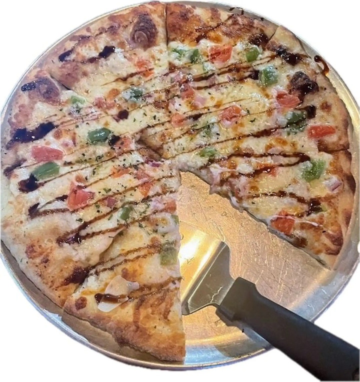 White Garlic Veggie Pizza.