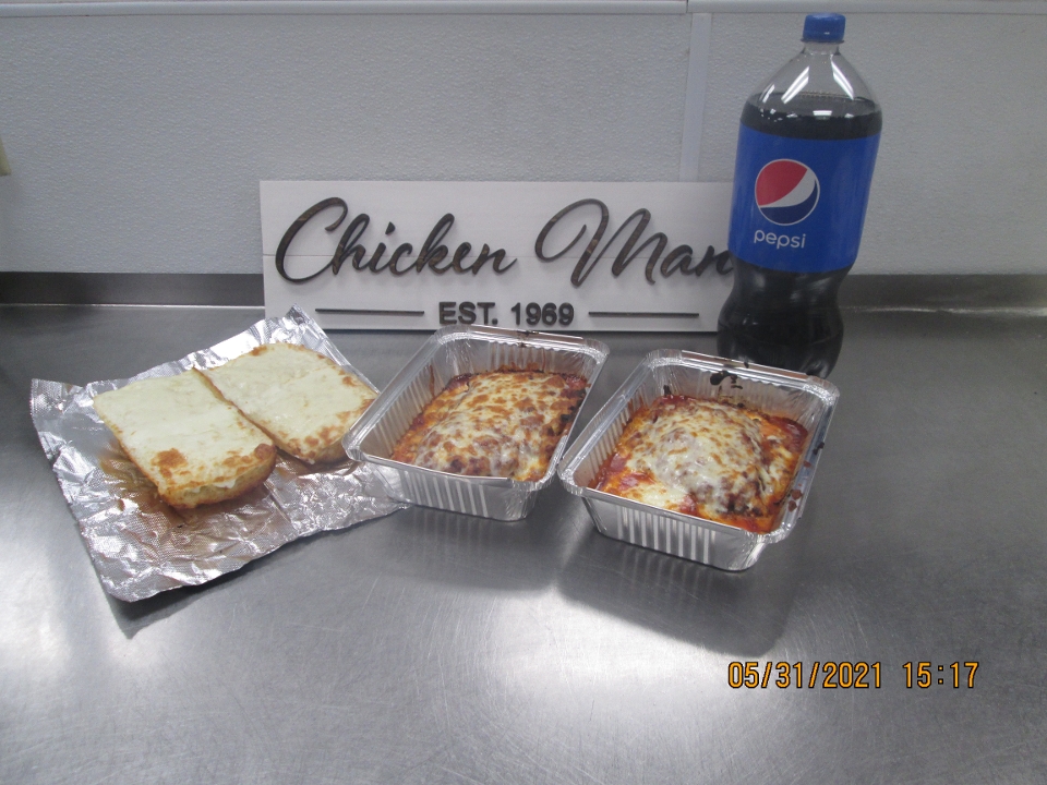 2 Lasagnas GBw/Cheese & 2 Ltr.