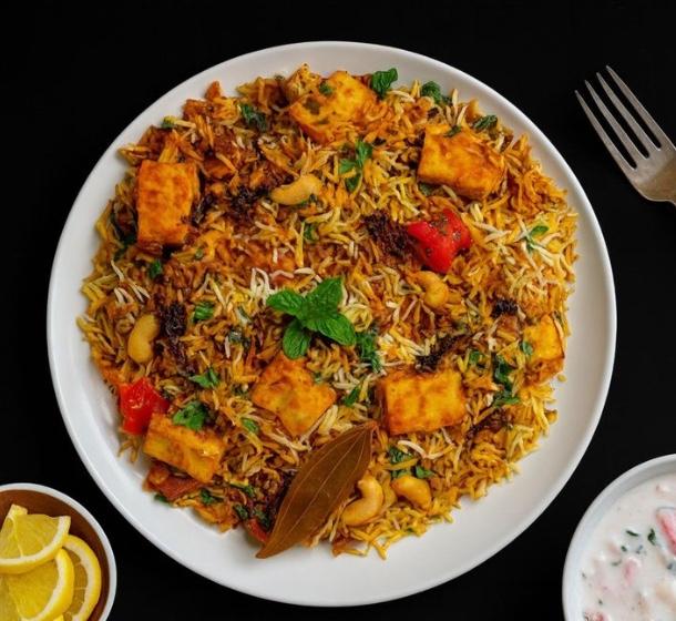 Paneer ghee roat biryani.