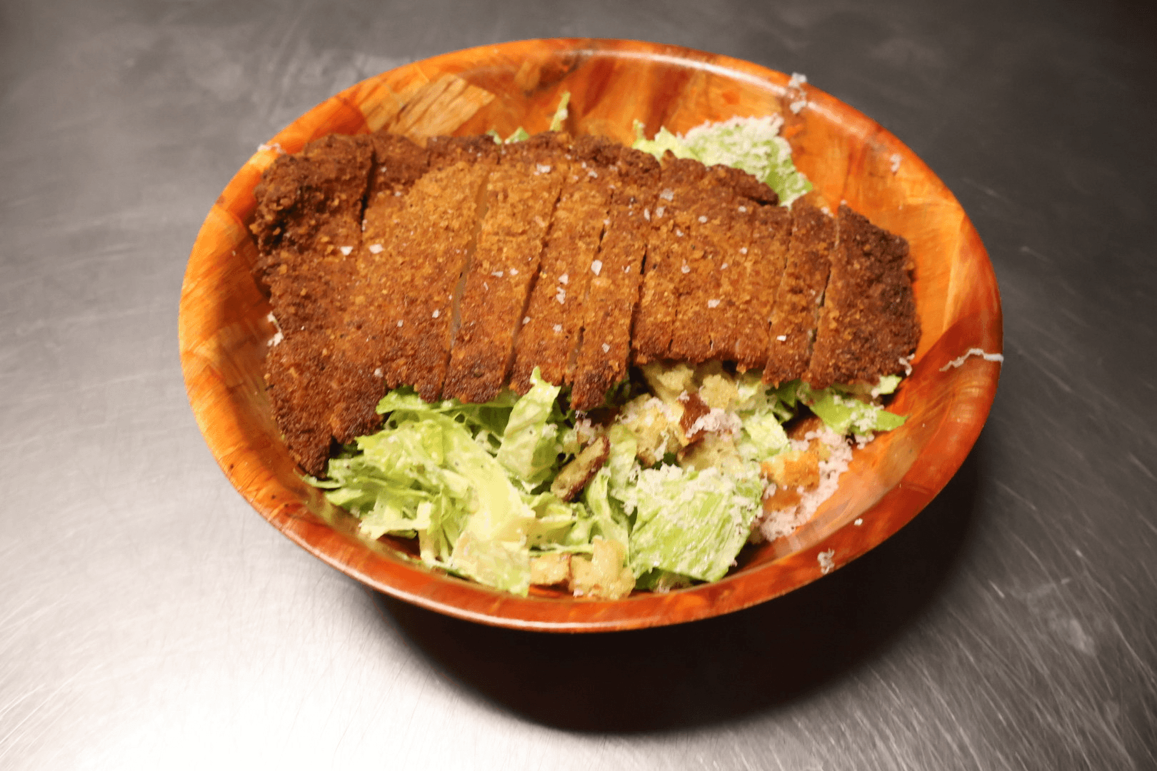 Caesar Salad with Chicken Cutlet.