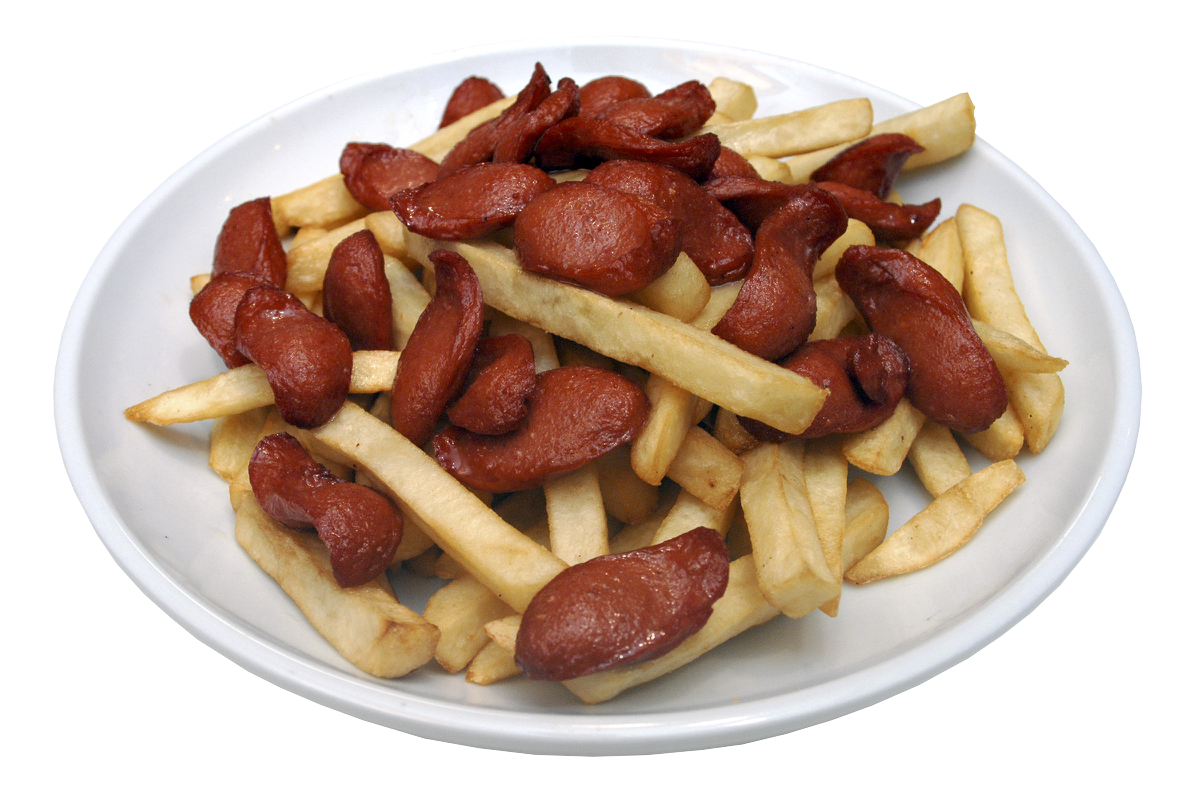 Salchipapas.
