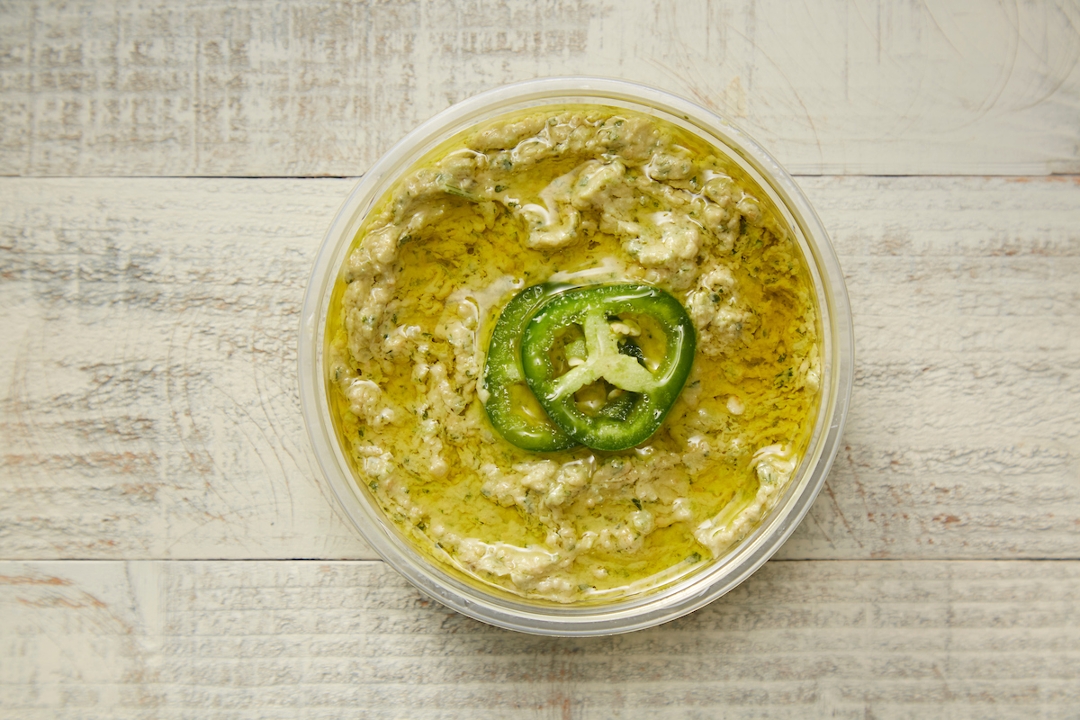 Jalapeno Cilantro Hummus with Fresh Pita.