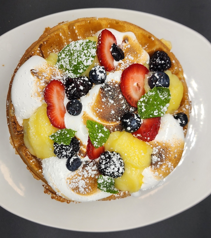 Lemon Meringue Waffle Stack.